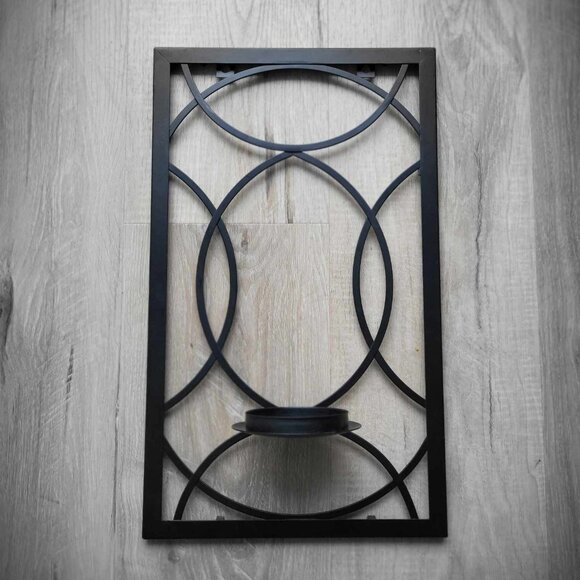 Black Metal Candle Holder Home Decor Patio Decor Frame - Picture 1 of 2